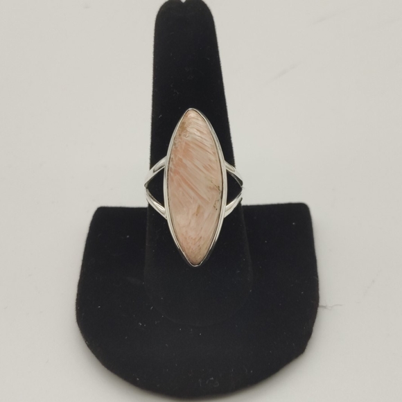Semi Precious Pink Stone Silver Ring - Picture 1 of 8